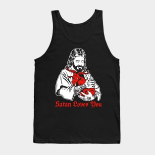 Satan Loves You and Jesus Know it Baphomet Tank Top